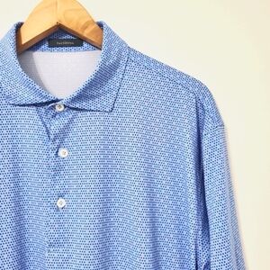 Turtleson Golf Polo Shirt Blue Dots Large